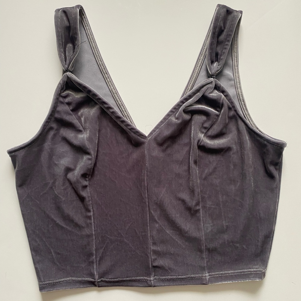 Grey suede crop top